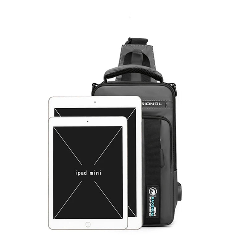 Small Backpack Chest Pack Shoulder Bag for Men with USB Charging Port Travel Male Nylon Sling Messenger Rucksack Cross body Bags