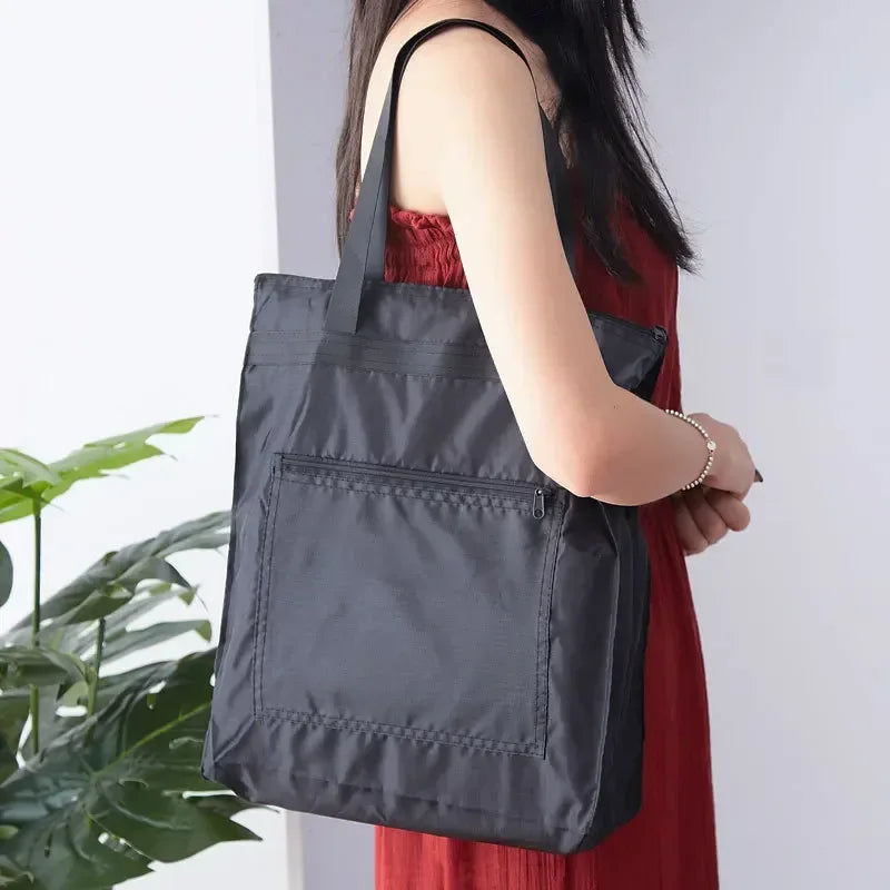 Large Capacity Waterproof Oxford Cloth Reusable Foldable Shopping Bag Tote Shoulder Bag Washable Shopper Storage Bag Handbag