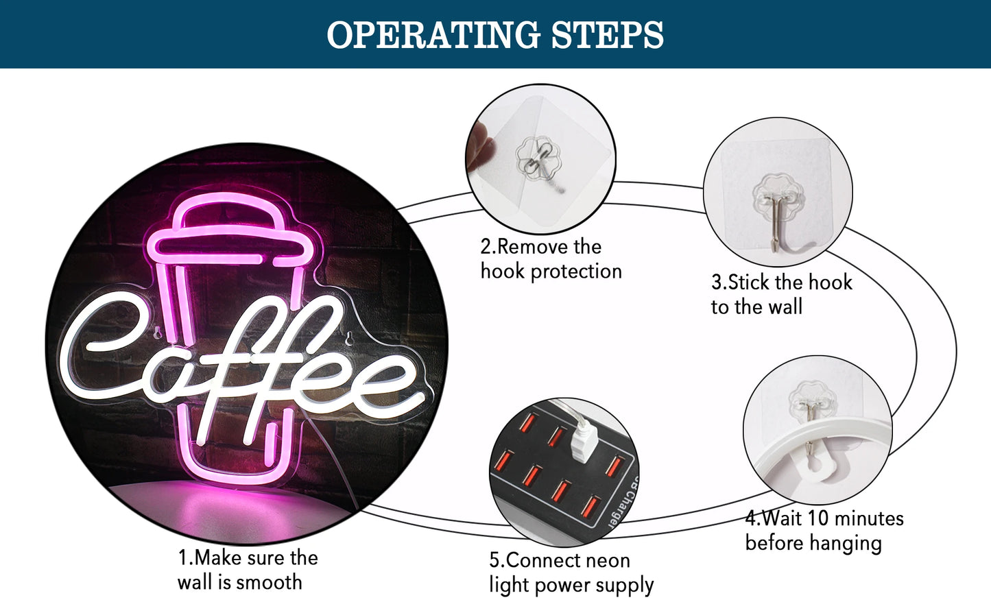 Coffee Neon Sign Luminous LED Sign for Cafe Bar Resturant USB Letter Neon Light Signs Wall Decor Beer Pub Bedroom Birthday Party
