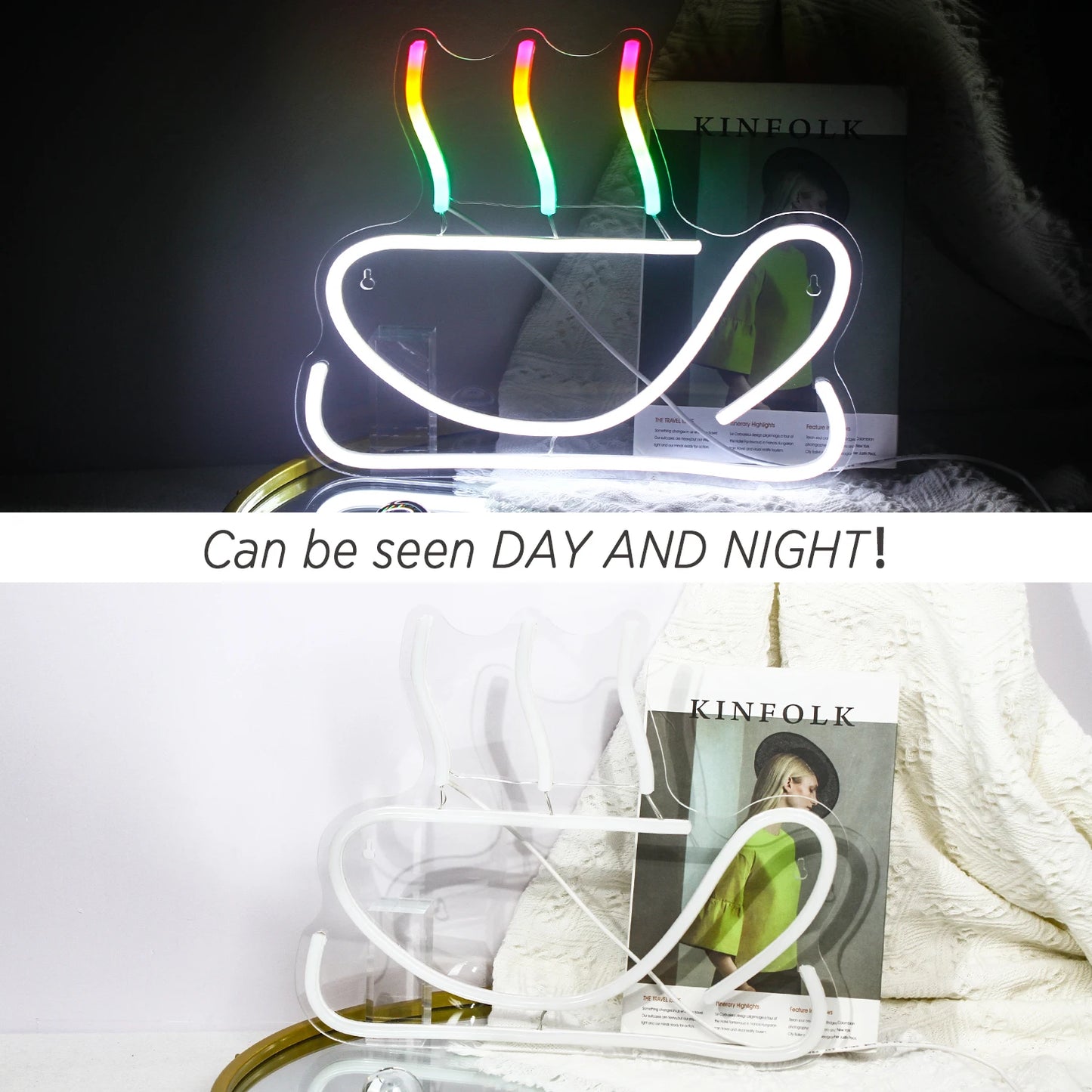 Coffee Neon Sign Luminous LED Sign for Cafe Bar Resturant USB Letter Neon Light Signs Wall Decor Beer Pub Bedroom Birthday Party