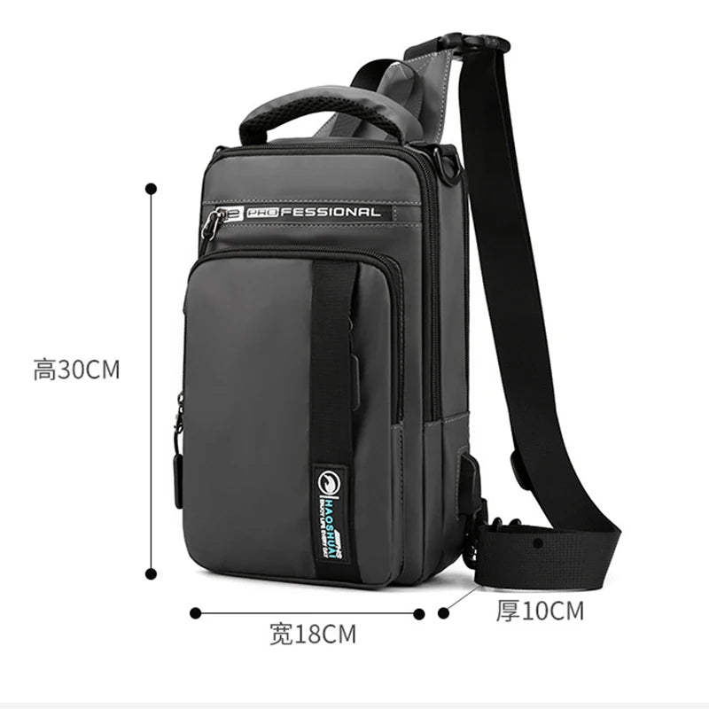 Small Backpack Chest Pack Shoulder Bag for Men with USB Charging Port Travel Male Nylon Sling Messenger Rucksack Cross body Bags