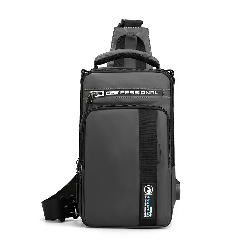 Small Backpack Chest Pack Shoulder Bag for Men with USB Charging Port Travel Male Nylon Sling Messenger Rucksack Cross body Bags