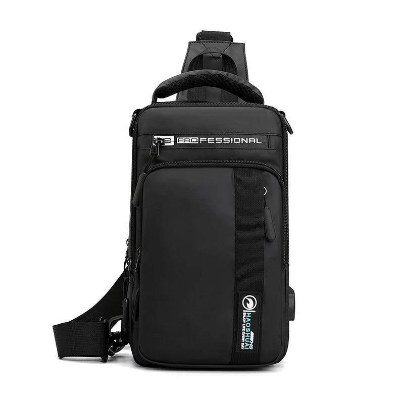 Small Backpack Chest Pack Shoulder Bag for Men with USB Charging Port Travel Male Nylon Sling Messenger Rucksack Cross body Bags