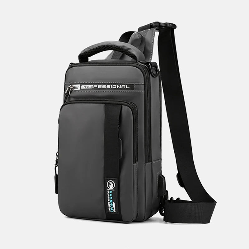 Small Backpack Chest Pack Shoulder Bag for Men with USB Charging Port Travel Male Nylon Sling Messenger Rucksack Cross body Bags