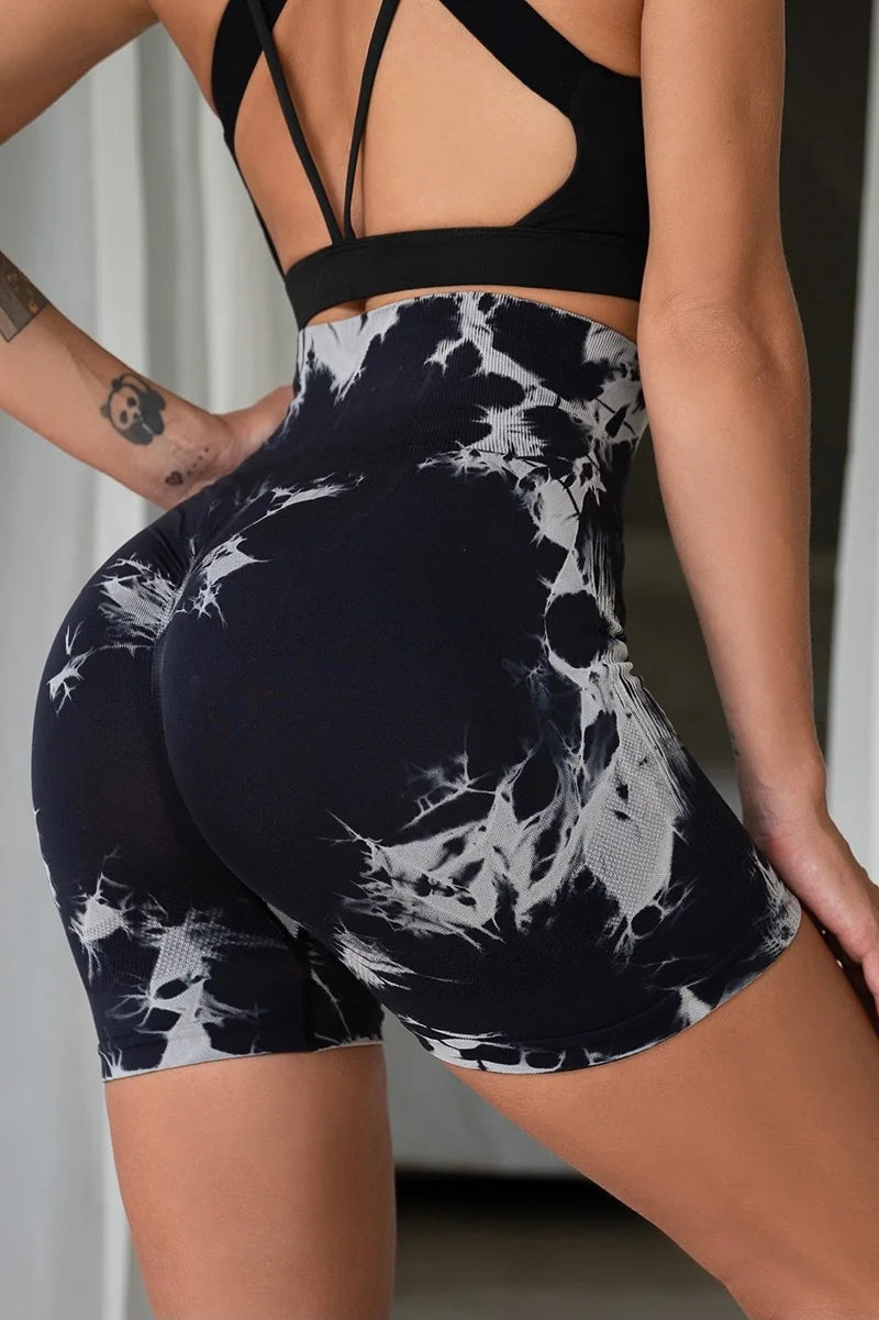 Tie Dye Seamless Yoga Shorts Women Summer Workout Short Leggings Sports Wear Joga Fitness Outfits Gym Clothing Cycling Shorts