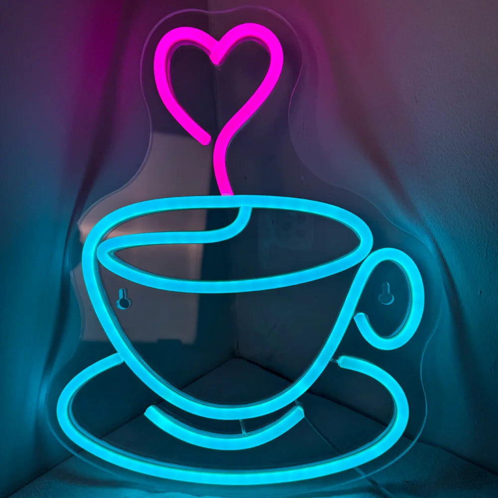 Coffee Neon Sign Luminous LED Sign for Cafe Bar Resturant USB Letter Neon Light Signs Wall Decor Beer Pub Bedroom Birthday Party