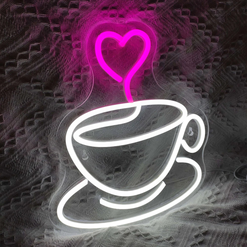 Coffee Neon Sign Luminous LED Sign for Cafe Bar Resturant USB Letter Neon Light Signs Wall Decor Beer Pub Bedroom Birthday Party