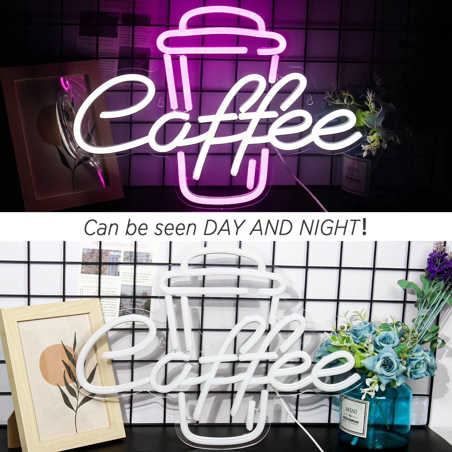 Coffee Neon Sign Luminous LED Sign for Cafe Bar Resturant USB Letter Neon Light Signs Wall Decor Beer Pub Bedroom Birthday Party