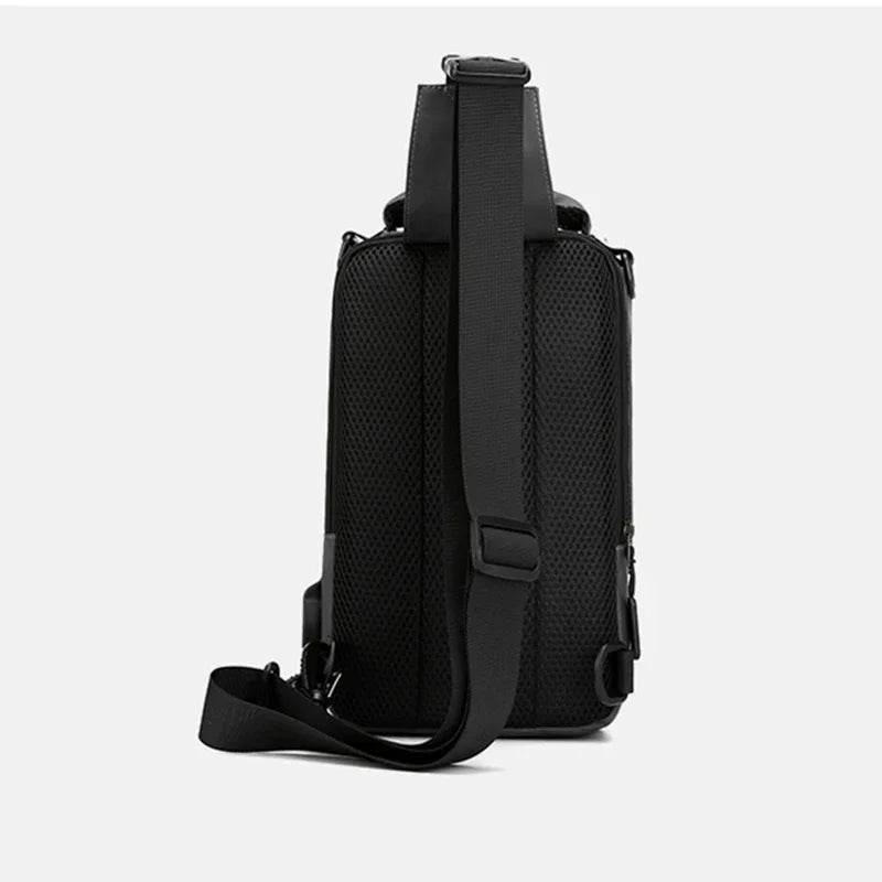 Small Backpack Chest Pack Shoulder Bag for Men with USB Charging Port Travel Male Nylon Sling Messenger Rucksack Cross body Bags