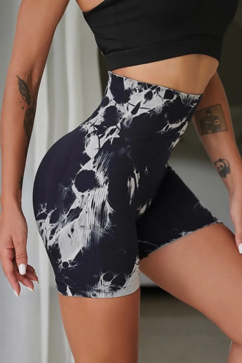 Tie Dye Seamless Yoga Shorts Women Summer Workout Short Leggings Sports Wear Joga Fitness Outfits Gym Clothing Cycling Shorts