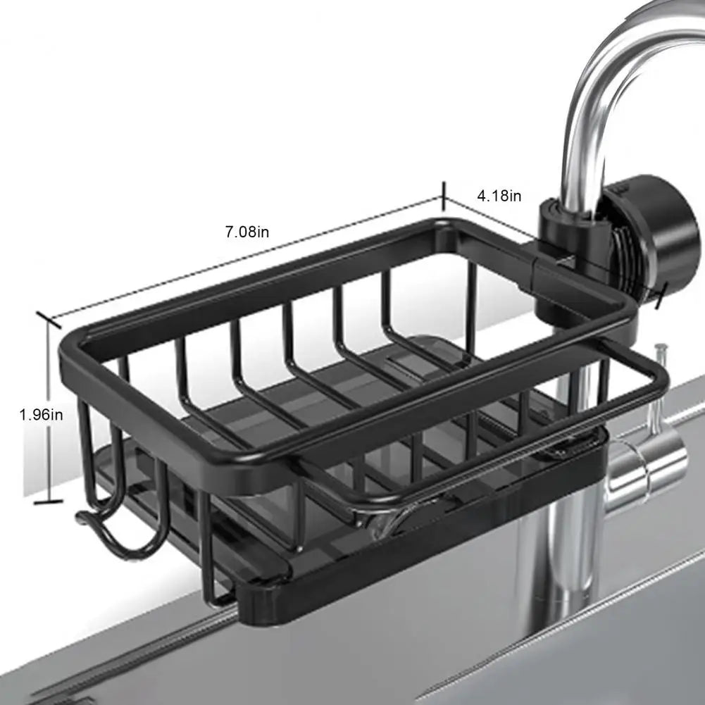 Faucet Drain Rack Kitchen Sink Organizer with Strong Load-bearing Hook Drain Rack for Sponge Holder Space-saving Durable Design