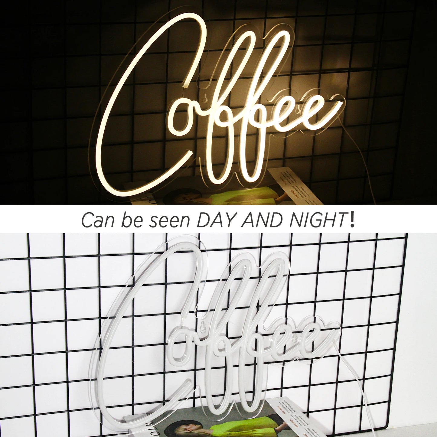 Coffee Neon Sign Luminous LED Sign for Cafe Bar Resturant USB Letter Neon Light Signs Wall Decor Beer Pub Bedroom Birthday Party