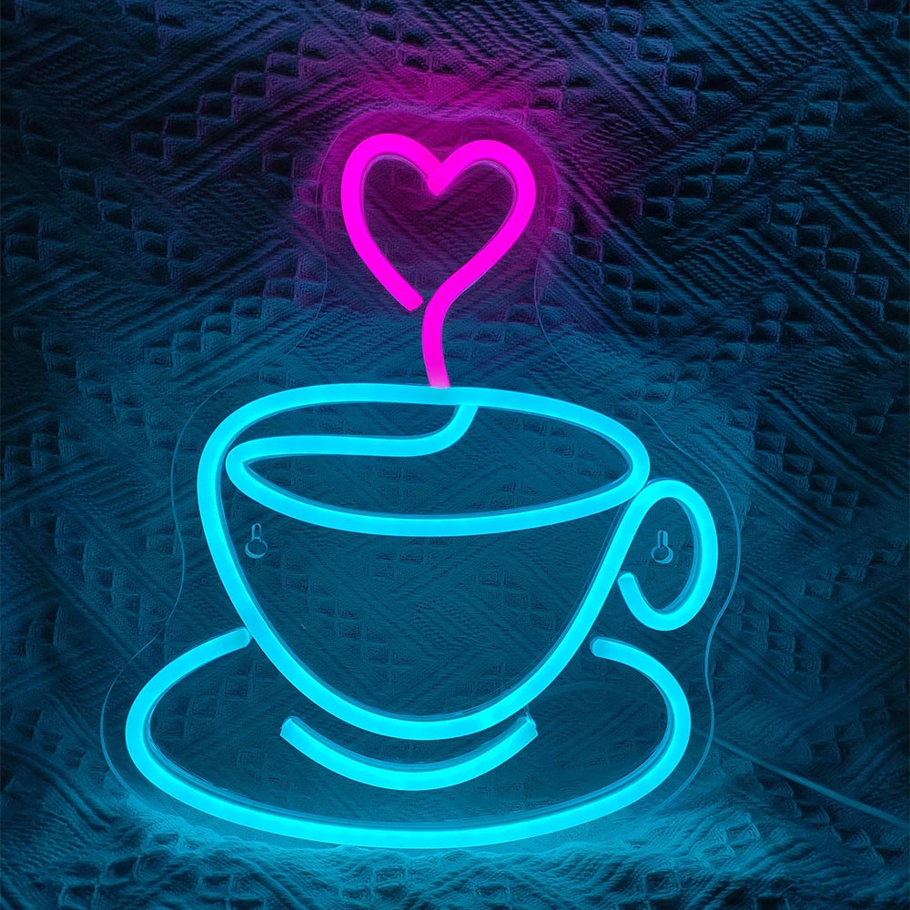 Coffee Neon Sign Luminous LED Sign for Cafe Bar Resturant USB Letter Neon Light Signs Wall Decor Beer Pub Bedroom Birthday Party